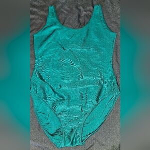 Vintage L.A. Workout Teal Shiny Leotard – Size Large – 80s/90s Made in USA NWOT